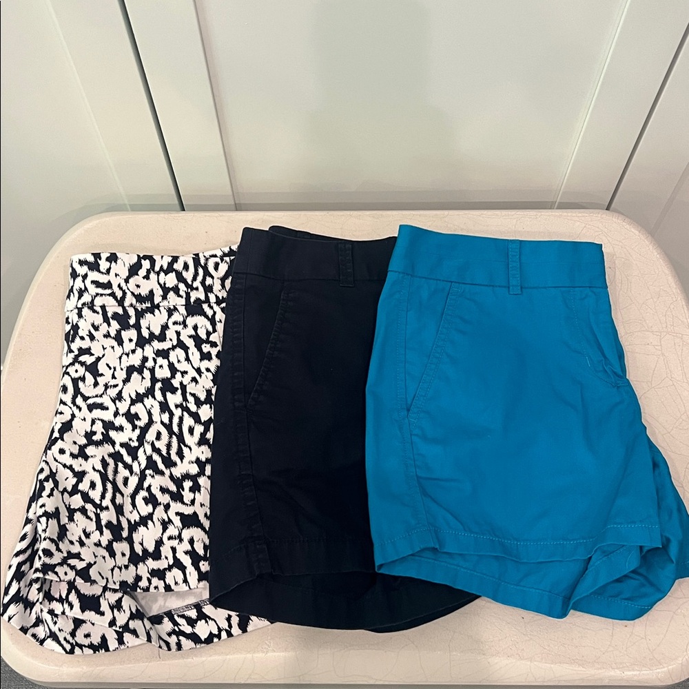 J. Crew Women's Shorts Set - Black, Blue, and Animal Print